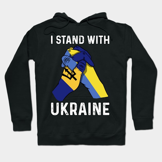 I Stand With Ukraine Barbados and Ukraine Flags Holding Hands Hoodie by BramCrye